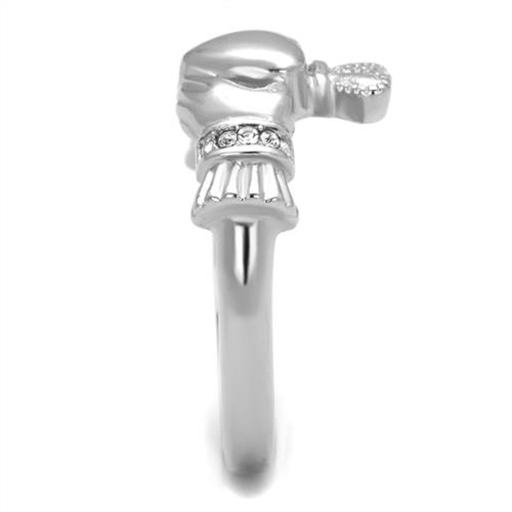 ARTK2094 Women's Stainless Steel Irish Claddagh Crystal Promise Fashion Ring Size 5-10